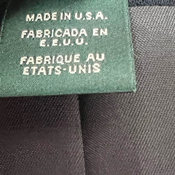 Lauren Ralph Lauren Navy Blue Preppy Academia Gold Logo Crest Wool Blazer sz 10 - Picture 10 of 12